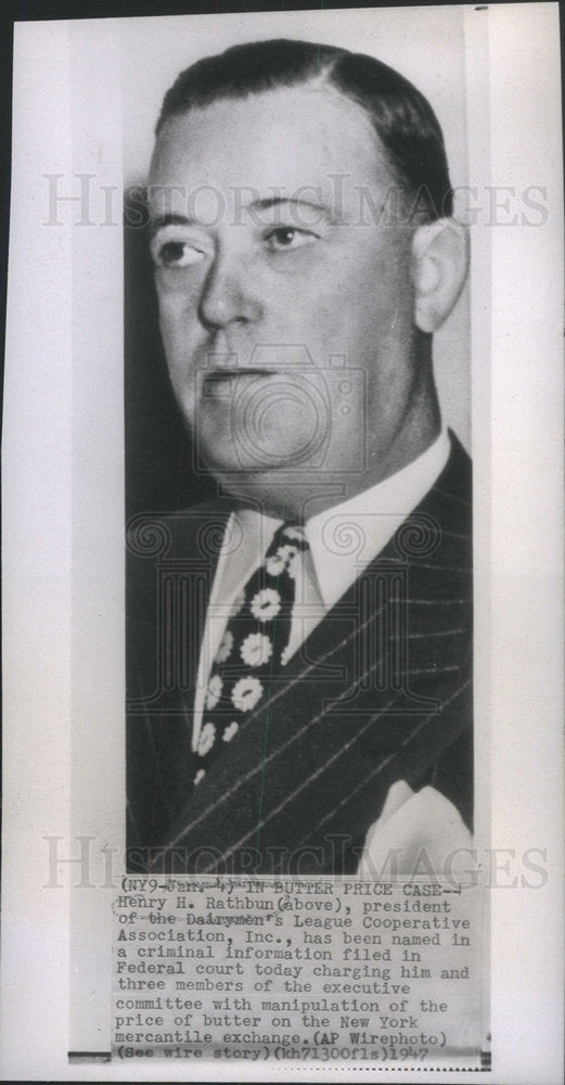 1947 Henry H. Rathbun Dairymen's League Cooperative Assn. President - Historic Images