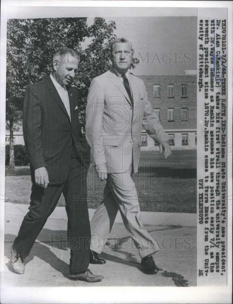 1966 Press Photo Indiana State University new president Dr. Alan Rankin takes fi - Historic Images