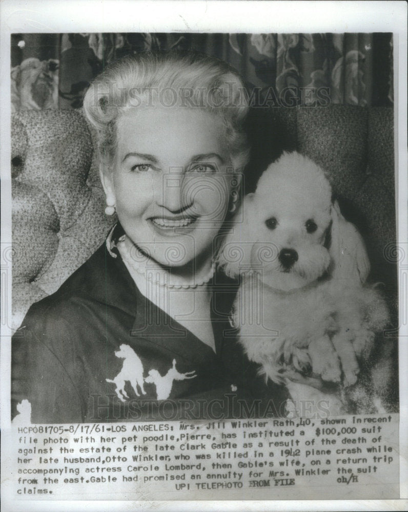 1961 Press Photo Mrs. Jill Winkler Rath MGM Publicist Otto Winkler's Wife - Historic Images