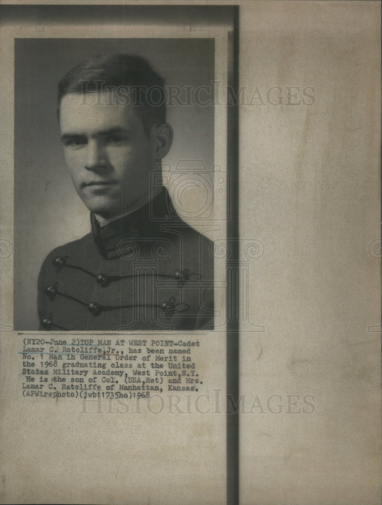 1968 Press Photo Cadet Lamar Ratcliffe Jr. has been named no. 1 Man in General - Historic Images