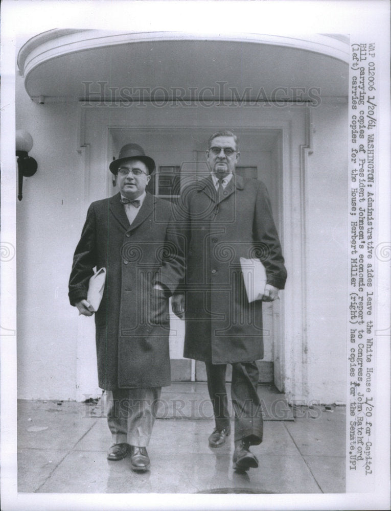 1964 President Johnson Administrative aides leave the White House - Historic Images