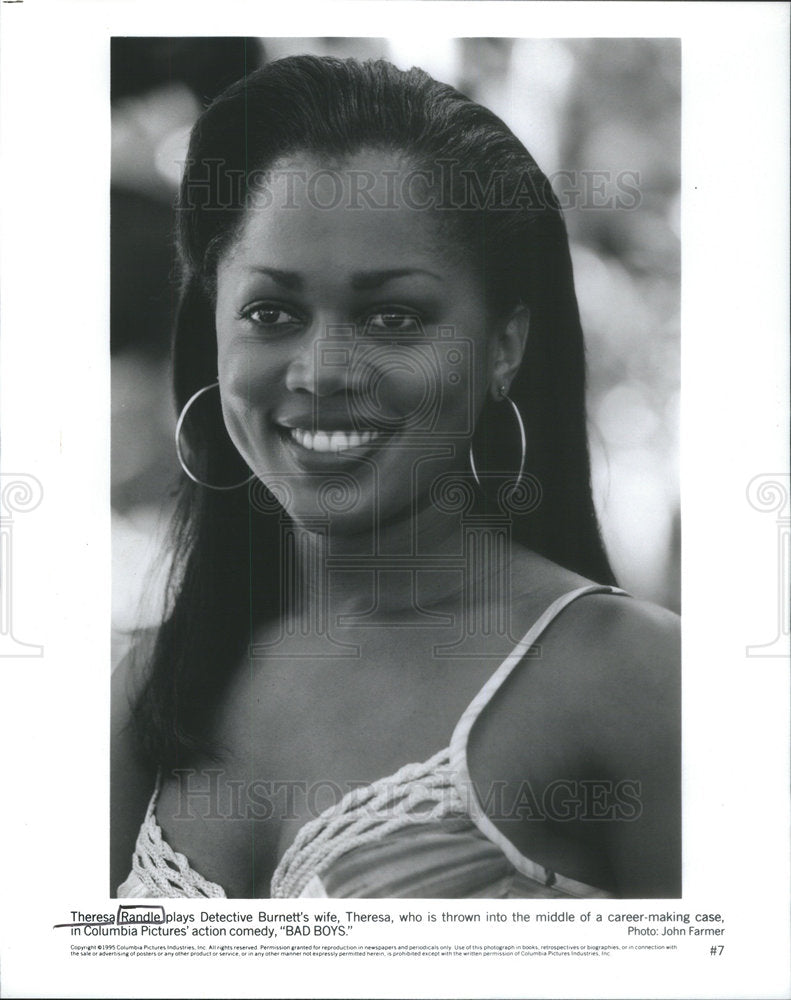 1995 Press Photo Theresa Randle plays Det. Burnett's wife Theresa in "Bad Boys" - Historic Images