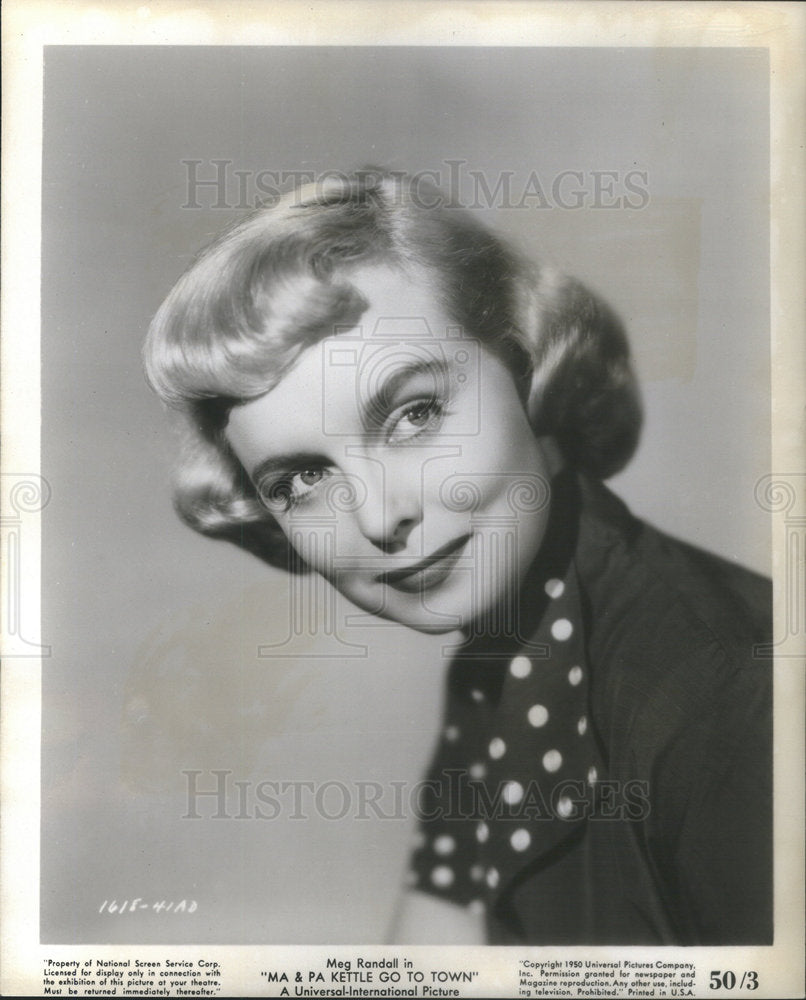 1950 Press Photo Actress Meg Randall - Historic Images
