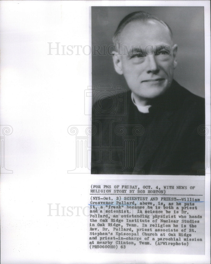 1963 William Grosvenor Pollars Puts Freak Because Priest Scientist - Historic Images