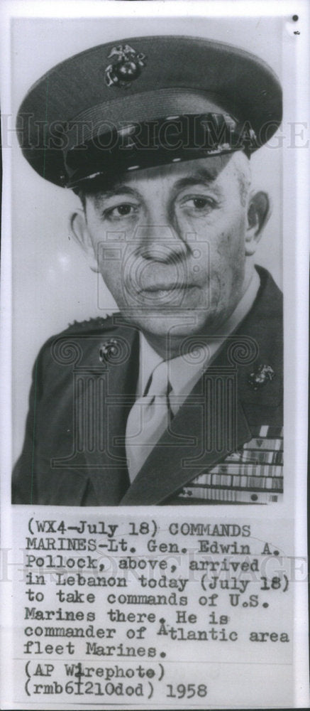 1958 Edwin A Pollock USMC American Army General Chicago Illinois - Historic Images