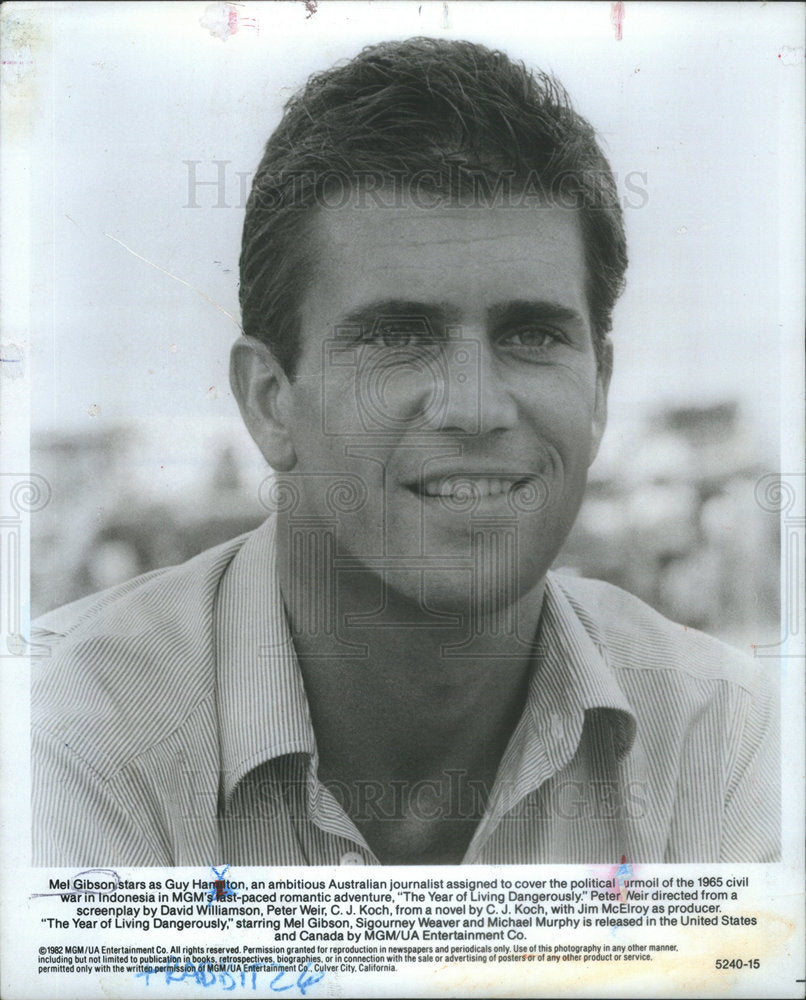 1984 Press Photo Mel Gibson The Year Of Living Dangerously Actor - Historic Images