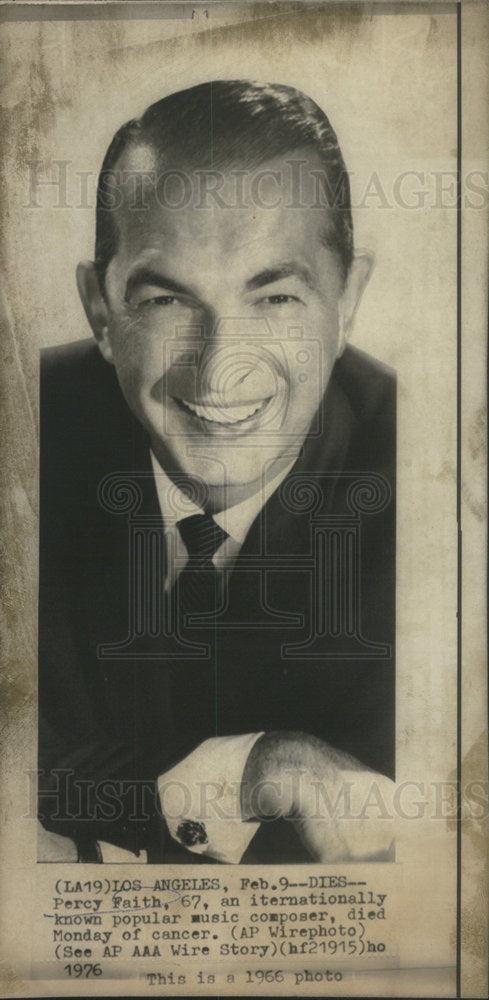 1976 Percy Faith Music Composer Died - Historic Images