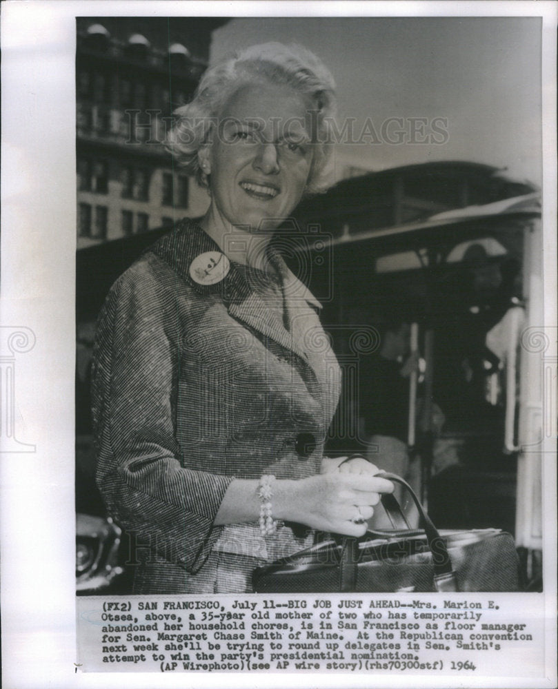 1964 Press Photo Marion E. Otsea Maine Senator Margaret Chase Smith's Manager - Historic Images