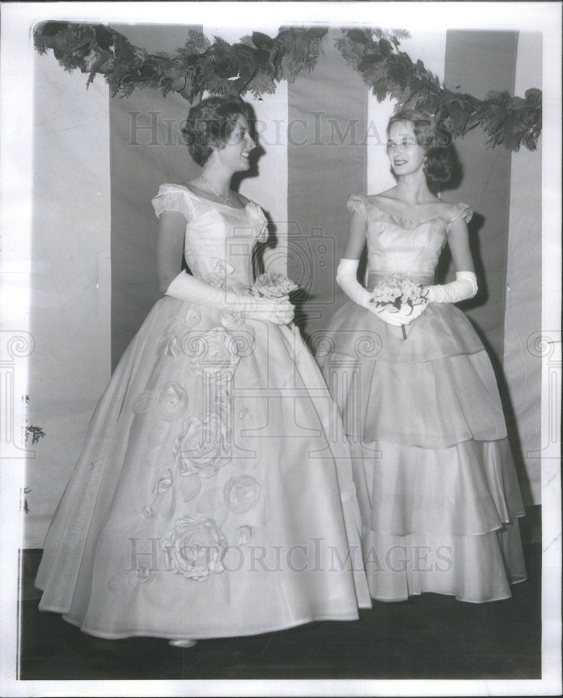 1958 Edna Jeffrey and Lynn McBride at Debut Dance. - Historic Images