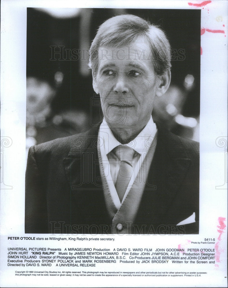 1991 Press Photo Peter O'Toole Stars as Willingham in "King Ralph." - Historic Images