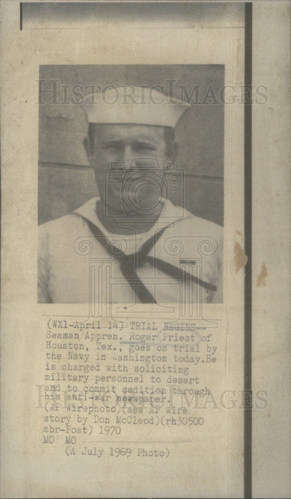 1970 Seaman Appren  Roger Priest Houston Navy Official - Historic Images