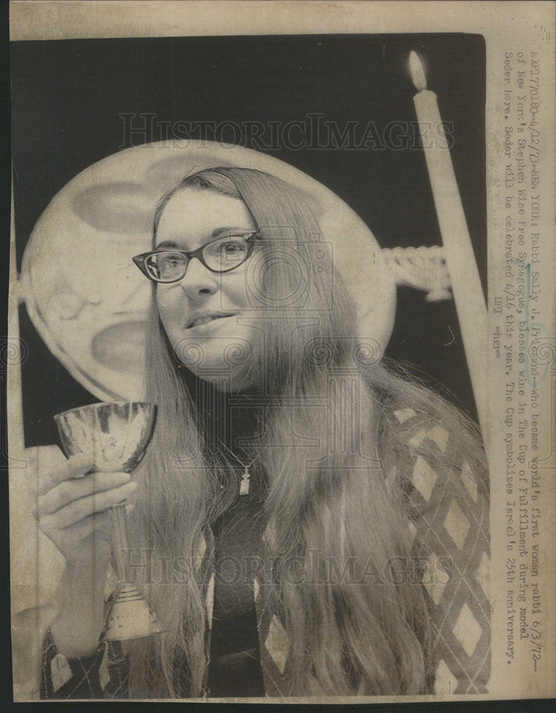 1973 Press Photo Sally Preisand America&#39;s First Ordained Female Rabbi. - Historic Images