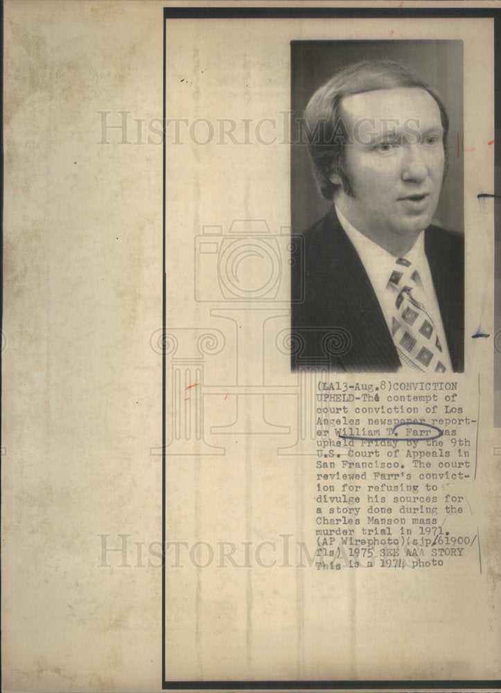 1975 Los Angeles newspaper reporter William T. Farr - Historic Images