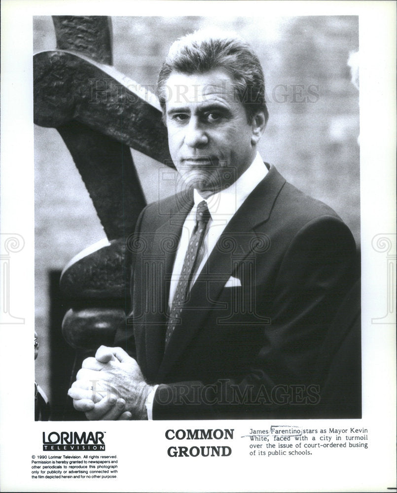 1990 Press Photo James Farentino as Mayor Kevin White &quot;Common Ground&quot; - Historic Images