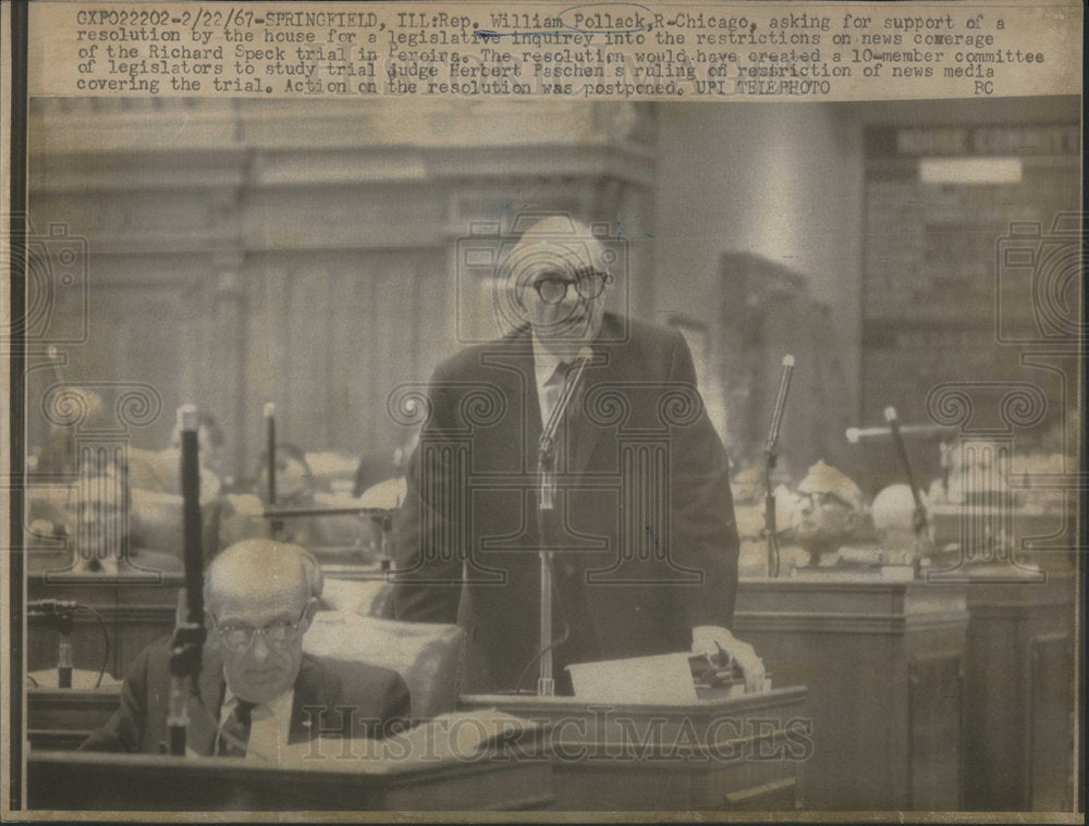 1967 Press Photo Rep William Pollack Chicago Richard Speck - Historic Images