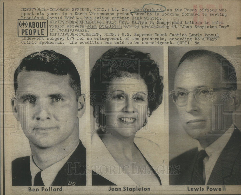 press photo  Lt. Col. Ben Pollard, Jean Stapleton and Lewis Powell - Historic Images