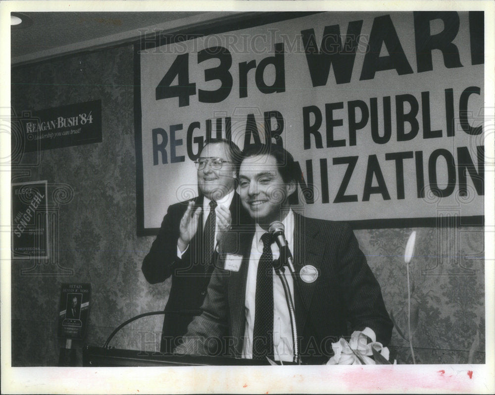 1984 Press Photo Gov. Thompson Ronald Gidwitz GOP committeeman newly appointed - Historic Images