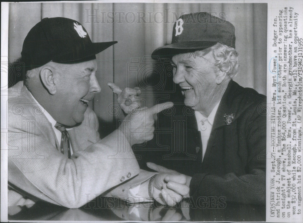 1955 MRS. MYRT POWER  DOGER FAN PATRICK J. KEOUGH YANKEE ROOTER - Historic Images