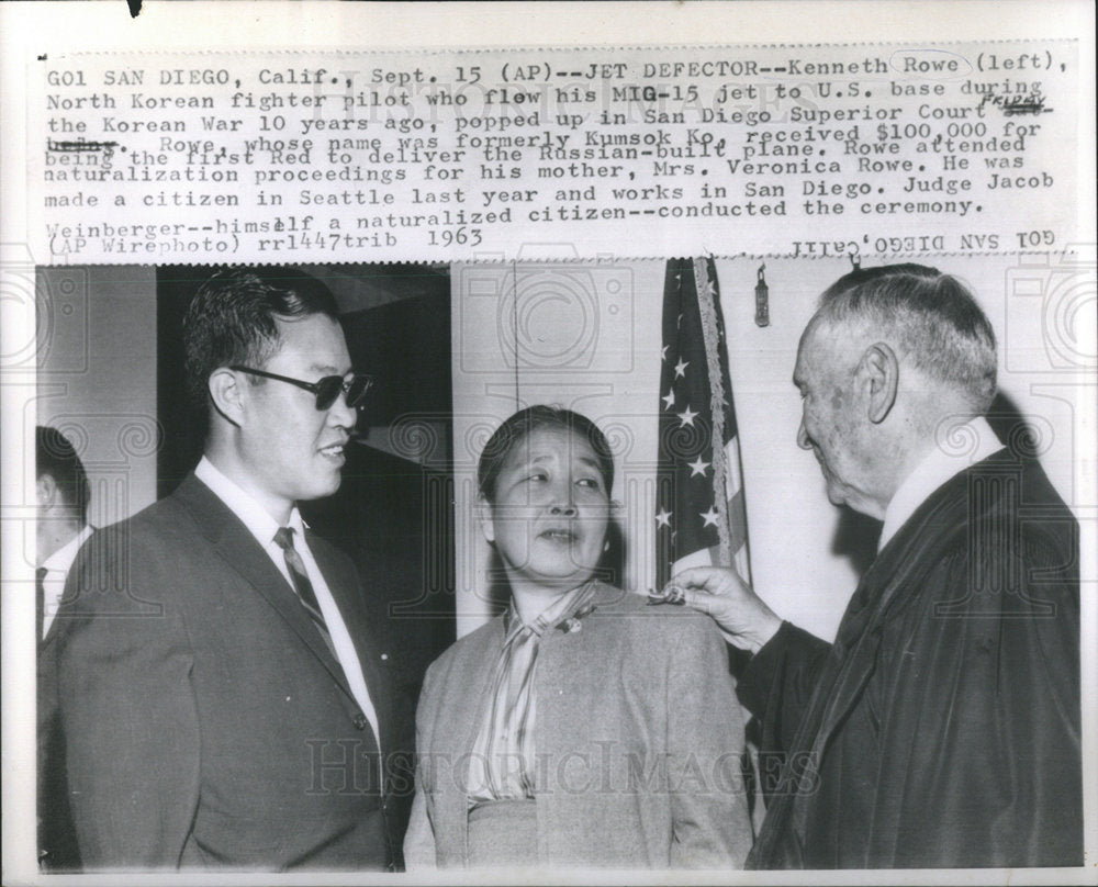 1963 Kenneth Rowe  North Korean firefighter pilot who flew his MIG 1 - Historic Images