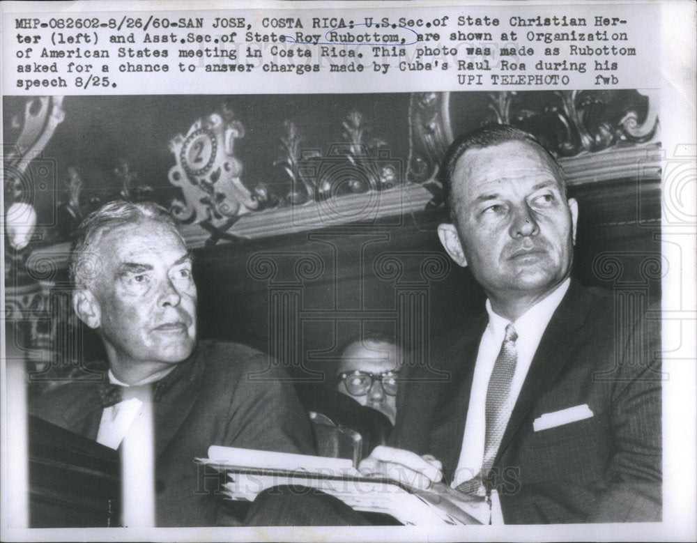 1960 Press Photo US Sec. of State Christian Herter and Asst Sec. of State Roy Ru - Historic Images