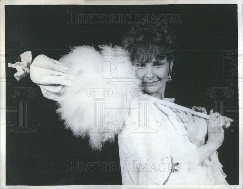 Press Photo Little Night Music Actress Rosin Holding Feathery Umbrella - Historic Images