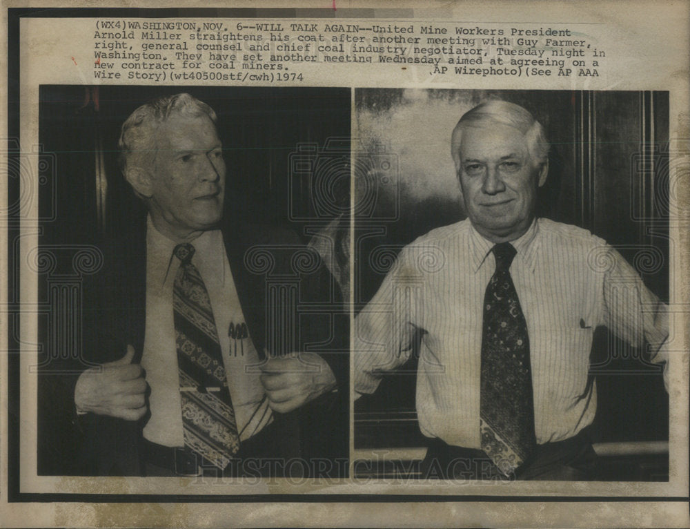 1974 United Mine Workers Arnold Miller and Guy Farmer  - Historic Images