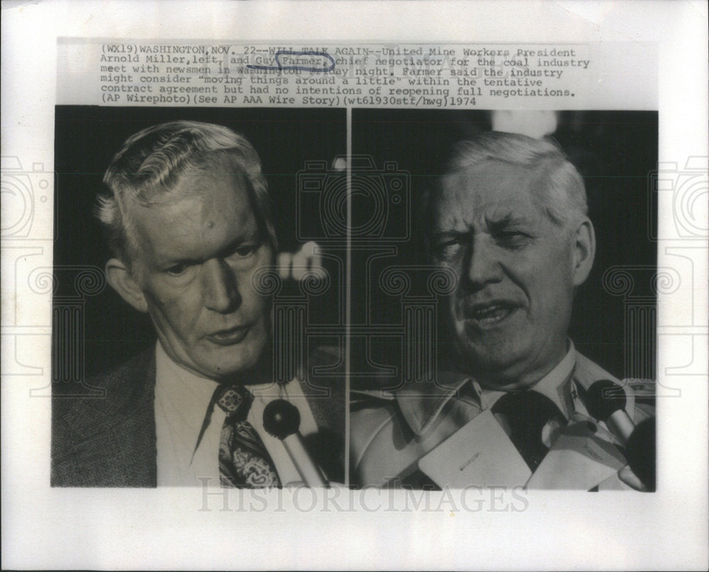 1974 United Mine Workers Arnold Miller Guy Farmer - Historic Images