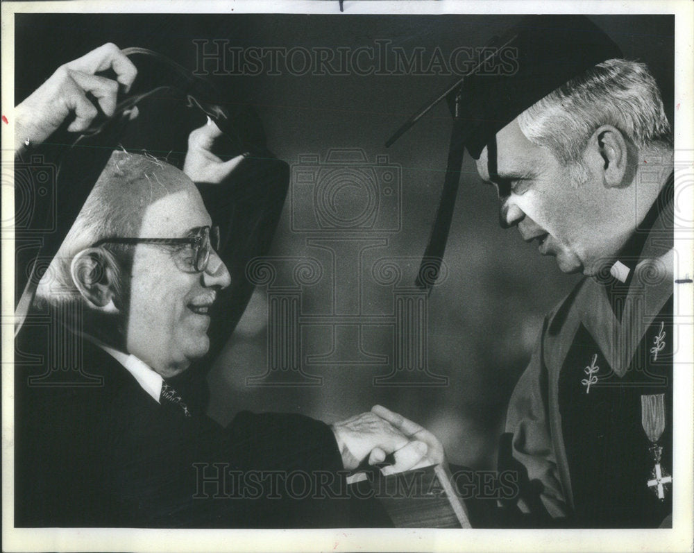 1983 Press Photo Amintore Fanfani Honorary Degree Prime Minister Italy - Historic Images