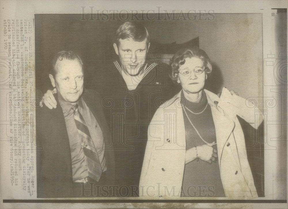 1972 Press Photo Roger Priest Jr. US Navy Court - Historic Images