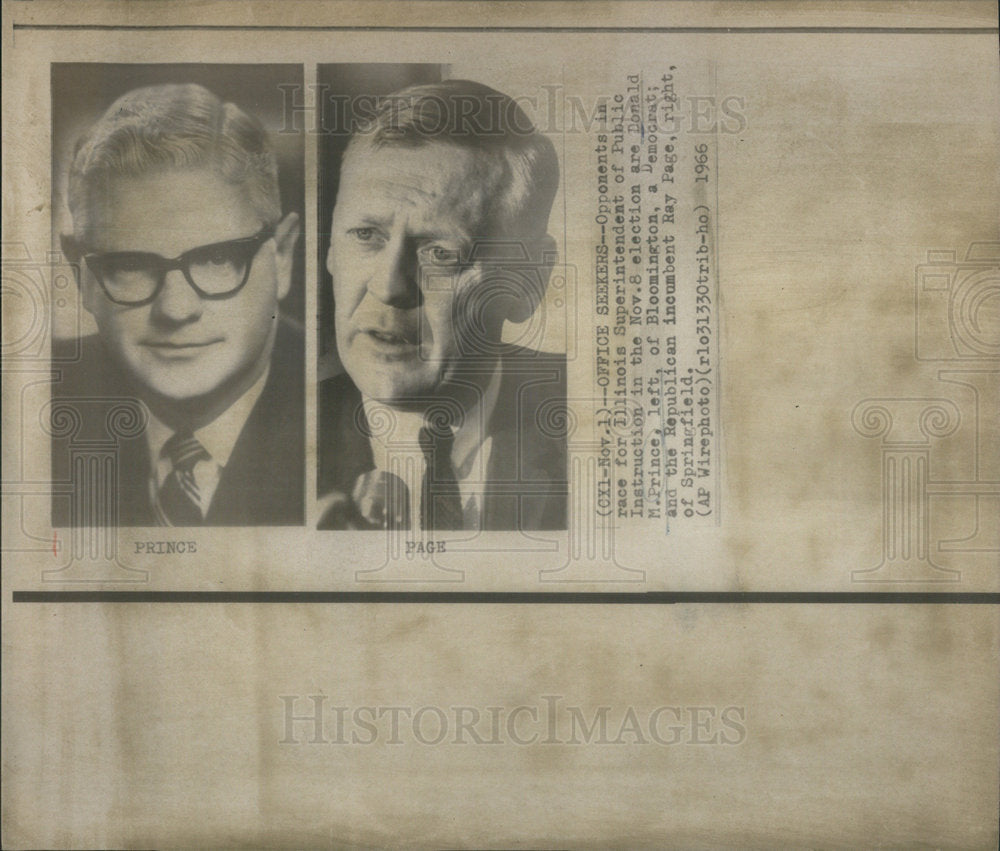 1966 Press Photo Illinois Superintendent Public Instruction Candidates Prince - Historic Images