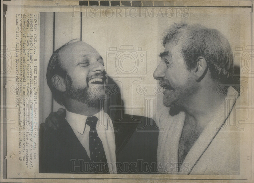 1968 Harold Prince Herschel Bernardi Opening Musical Zorba New York - Historic Images