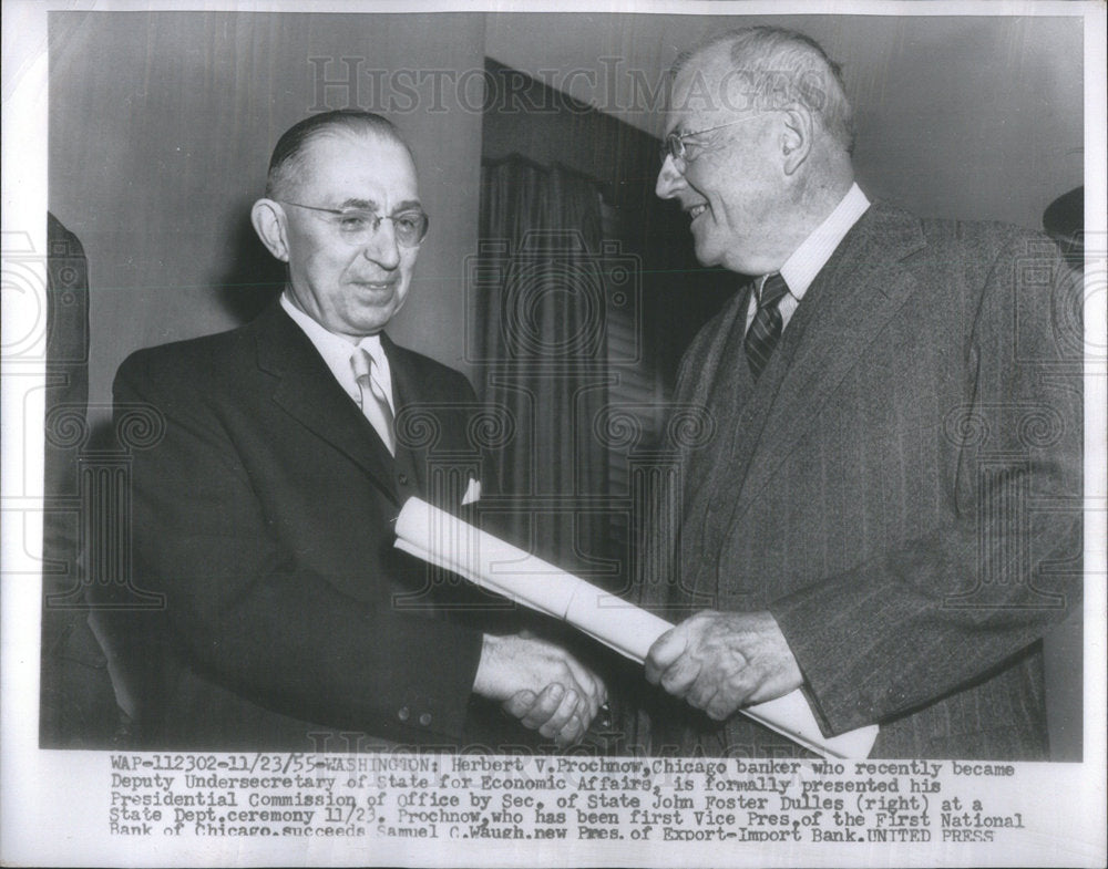 1955 Press Photo Herbert Prochnow Deputy Undersecretary State Economic Affairs - Historic Images