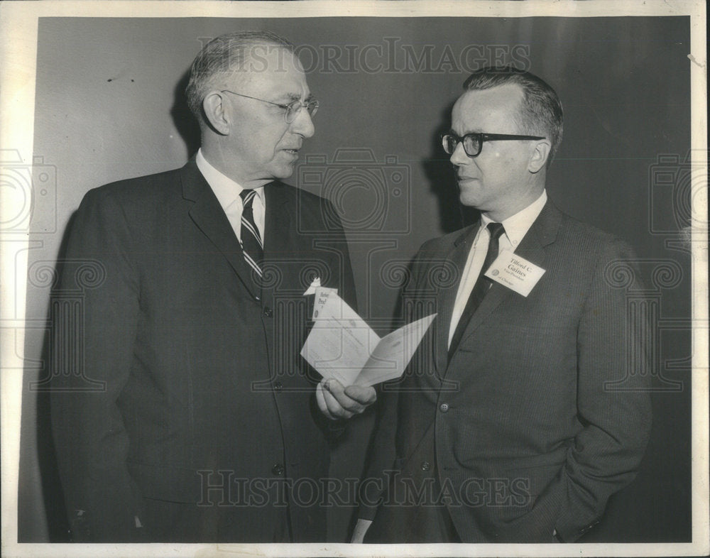 1963 Press Photo 1st National Bank Herbert V Prochnow Tilford C Gaines - Historic Images