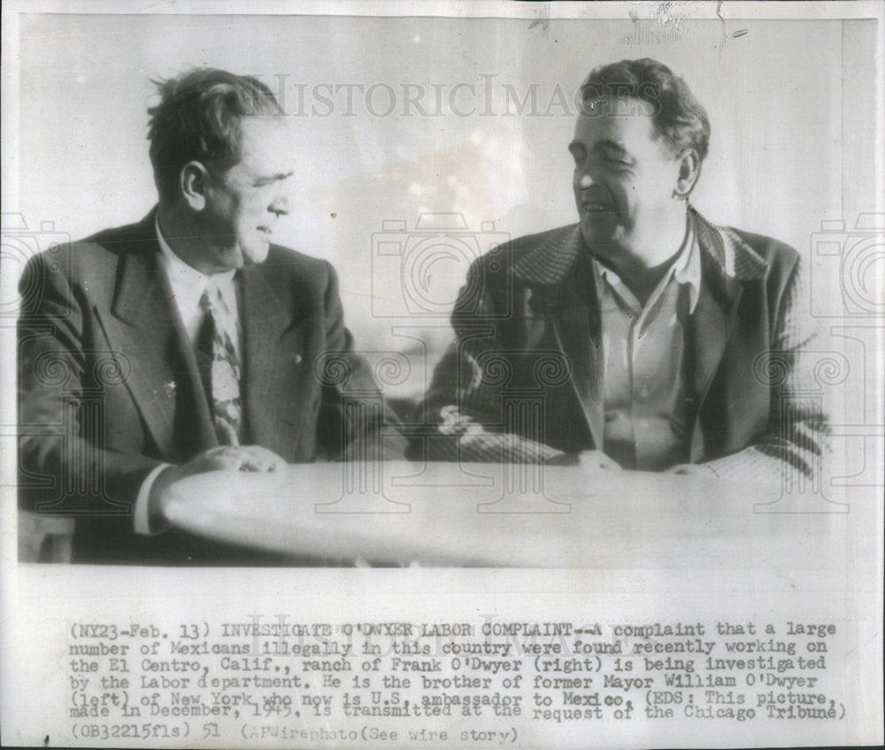 1951 Frank O'Dwyer employer of illegal immigrants in his ranch being - Historic Images
