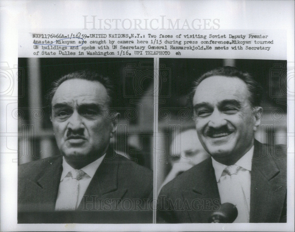 1959 Soviet Deputy Premier Mikoyan Press Conference Candids - Historic Images