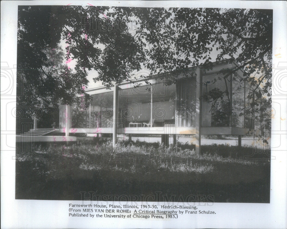 1985 Press Photo Farnsworth Summer HOuse Plano Illinois Architecture - Historic Images