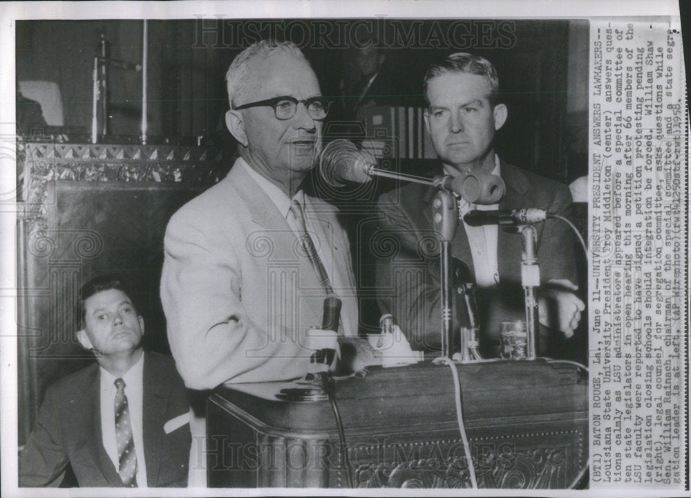 1958 Press Photo Louisiana State University President Troy Middleton - Historic Images