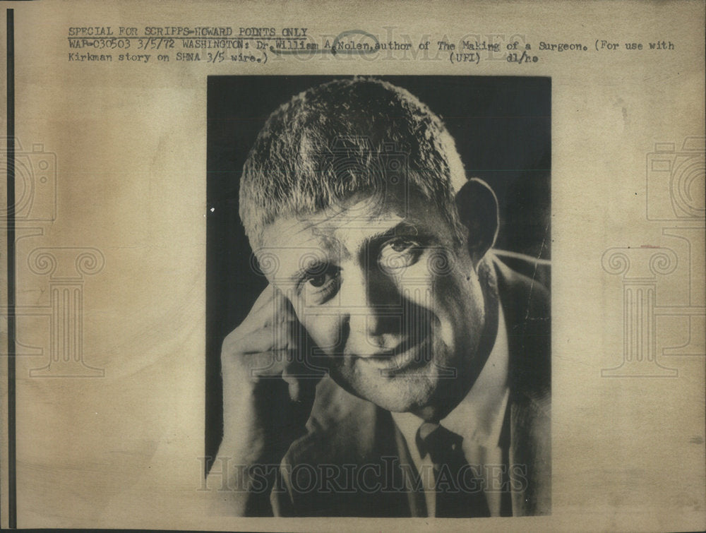 1972 Press Photo Dr. William Nolen author "The Making of a Surgeon" - Historic Images