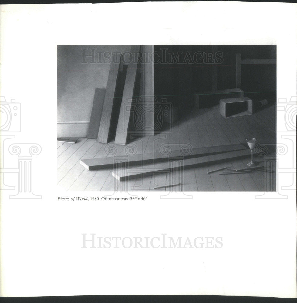 1990 Press Photo Chicago Public Library Cultural Center Exhibit Pieces Of Wood - Historic Images