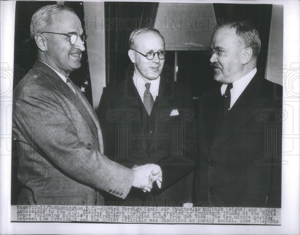 1946 Press Photo Soviet Foreign Commissar Vyacheslav Molotov and Soviet Ambassad - Historic Images