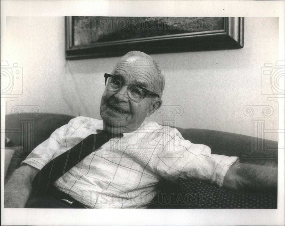 1989 Press Photo Stenographer John O'Keefe Longtime Member Of The Tower Club - Historic Images