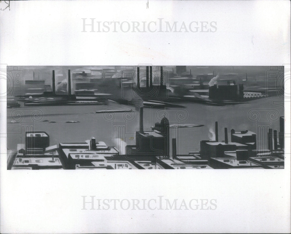 1928 Press Photo:Sidney George Pertz oil  Keeffe river Newyork spare  river - Historic Images
