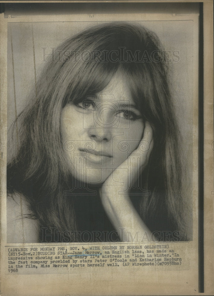 1968 Press Photo Jane Marrow stars in "Lion in Winter" - Historic Images