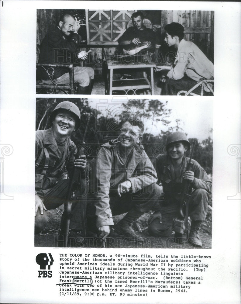 1989 Press Photo The Color Of Honor Documentary General Merrill Interviewing - Historic Images