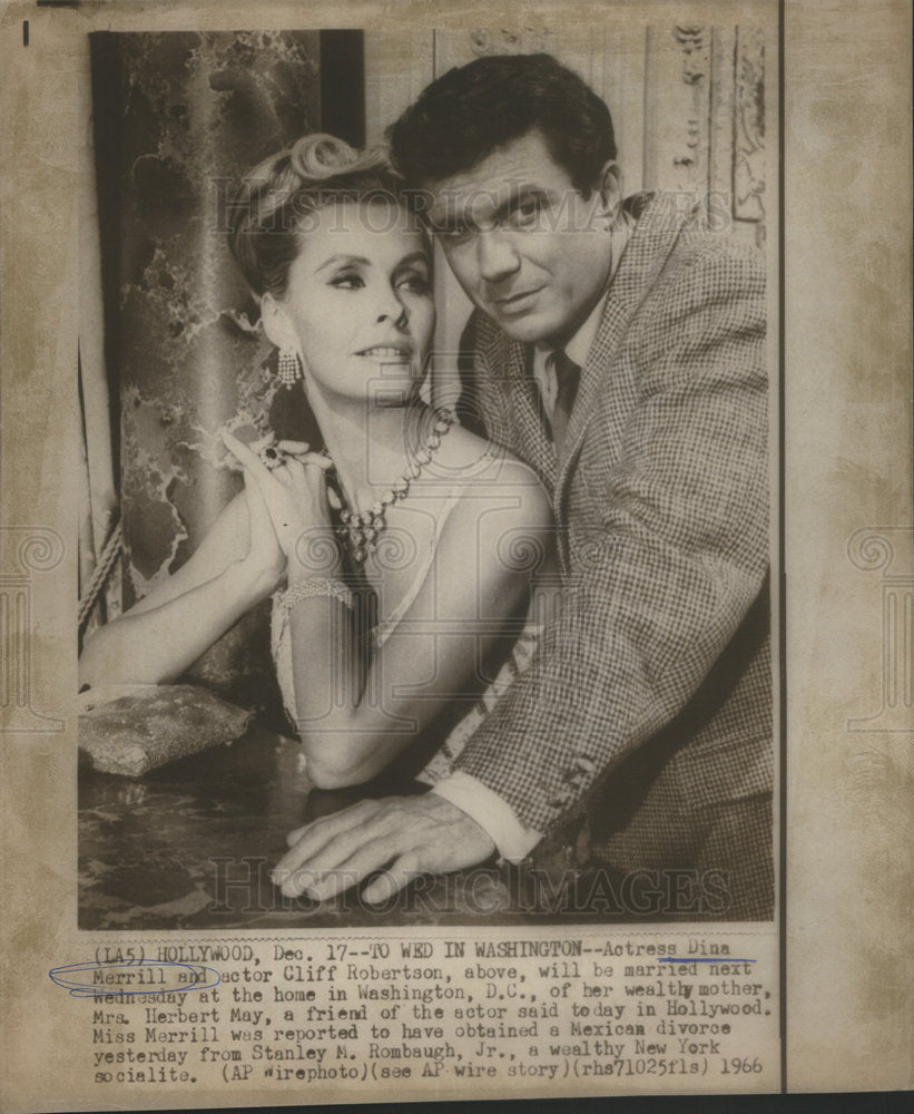 1966 Dina Merrill and Cliff Robertson will be married at Washington - Historic Images