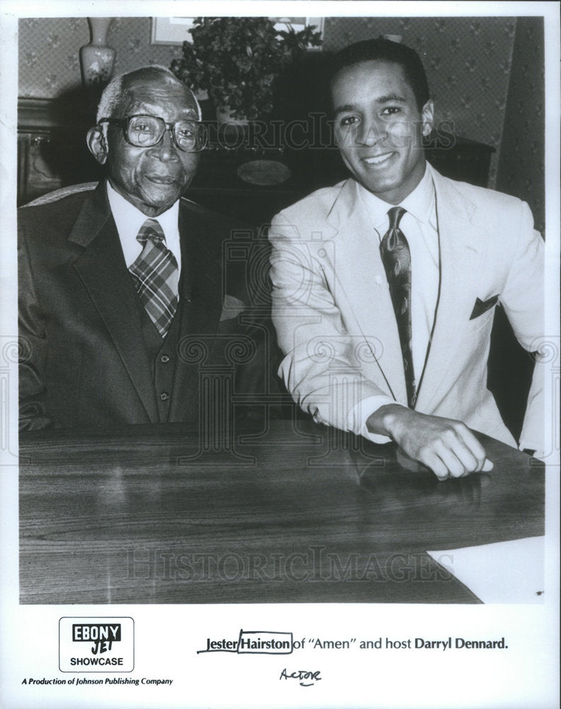 1988 Press Photo Actor Jester Hairston Darryl Dennard Amen Ebony Jet Showcase - Historic Images
