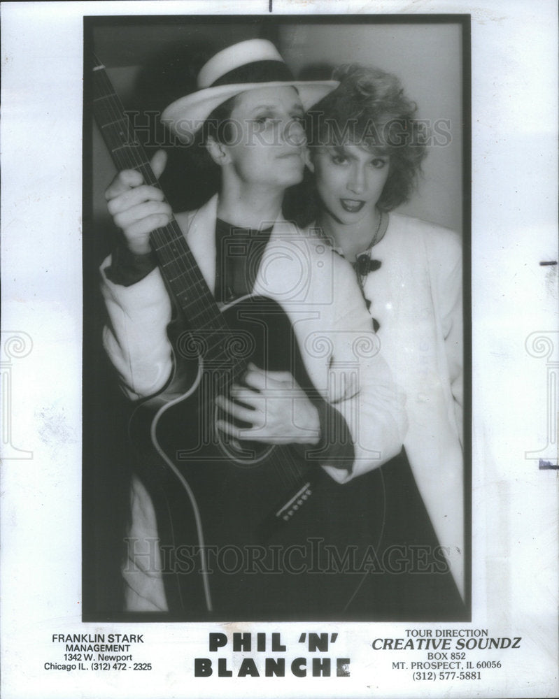 1985 Press Photo Phil &#39;N&quot; Blanche American Acoustic Folk Singers - Historic Images