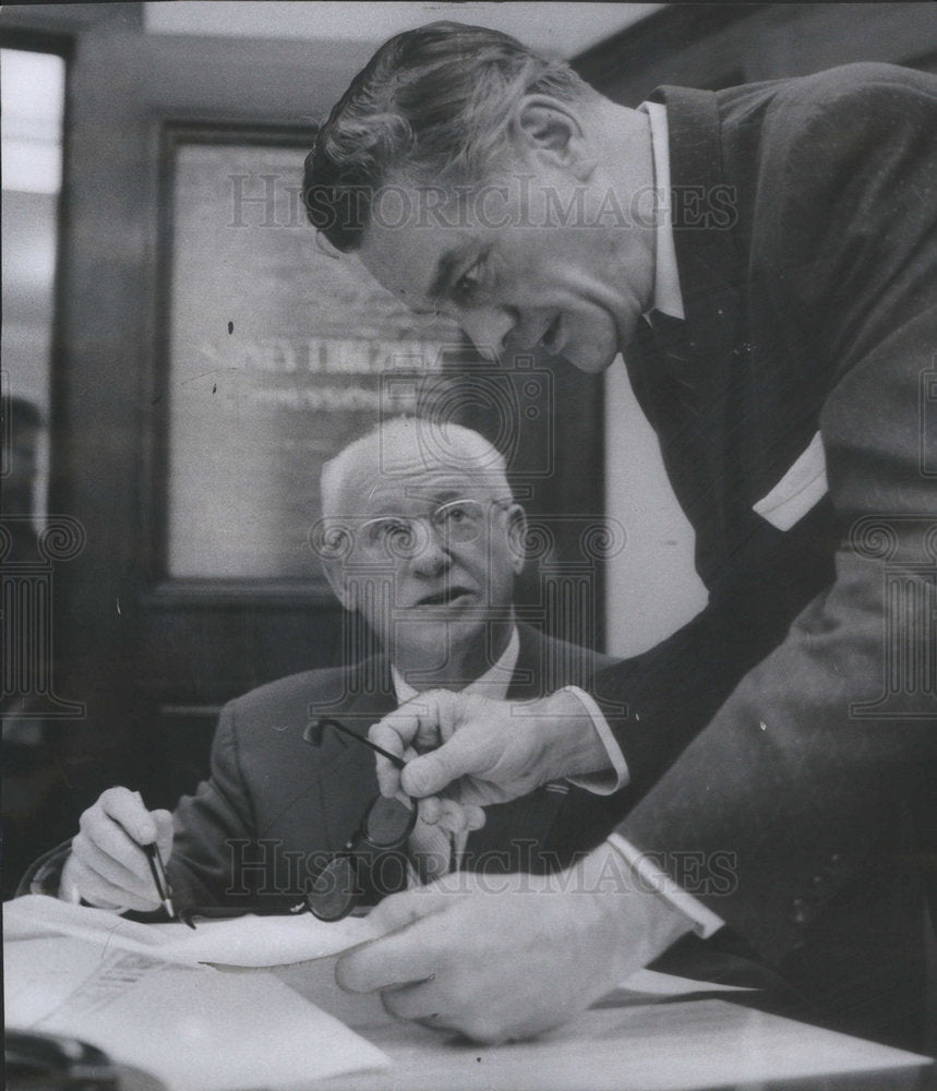 1960 Sidney Holzman, and Jack Przybylinski elections officials - Historic Images