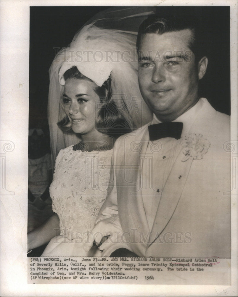 1964 Press Photo Richard Arlen Holt Paggy Goldwater Wedding Phoenixz Arizona - Historic Images