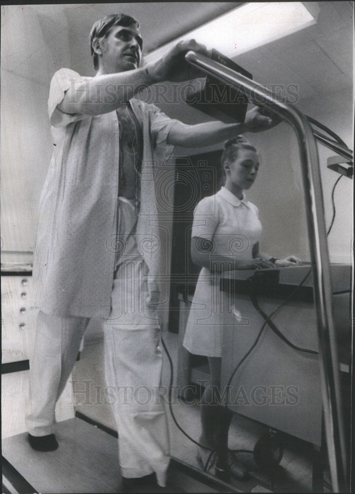 1973 Dane Hooper through call  two step treadmill electrocardiogram - Historic Images